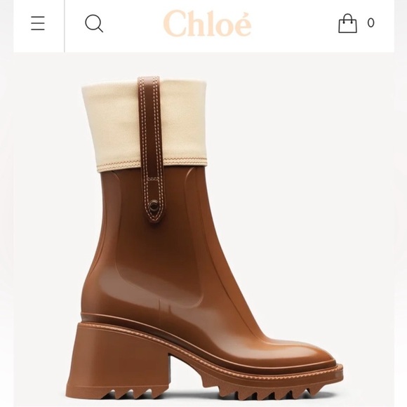 Chloe Betty Canvas Trim Rain Boot Size 38 or US 8 - Picture 1 of 14